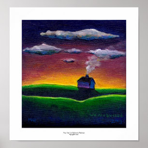 Farbenfrohe Landschaft Morgenlicht Neujahr Kunst Poster
