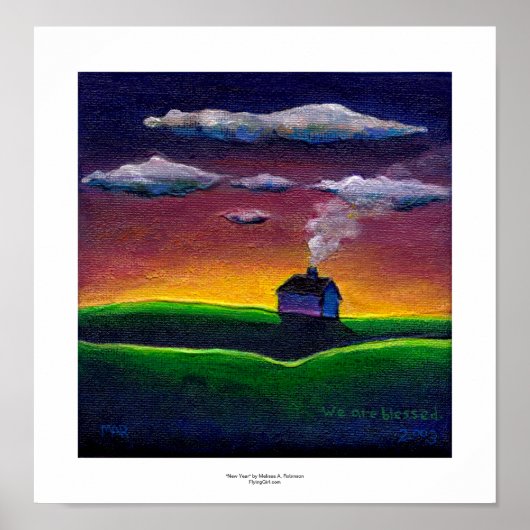 Farbenfrohe Landschaft Morgenlicht Neujahr Kunst Poster (Vorne)