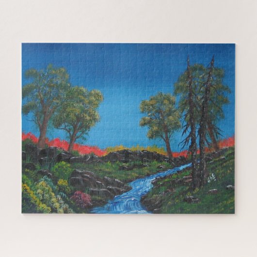 Farbenfrohe Landschaft Rocky Forest Stream Puzzle (Horizontal)