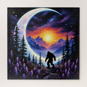 Farbenfrohe Landschaft Sasquatsch am Abend Puzzle