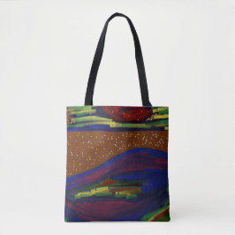Farbenfrohe Landschaft Tote Tasche