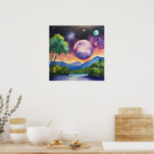 Farbenfrohe Landschaft Wand Poster (Küche)