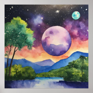 Farbenfrohe Landschaft Wand Poster