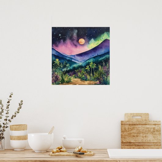 Farbenfrohe Landschaft Wand Poster (Küche)