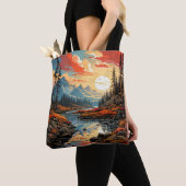 Farbenfrohe Landschaftliche Herbstlandschaft Illus Tasche (Von Nahem)