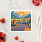 Farbenfrohe Landschaftliche Reiseabenteuer auf kur Serviette (Beispiel)