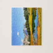 Farbenfrohe Landschaftsgebirge Gelbwald Puzzle (Vertikal)