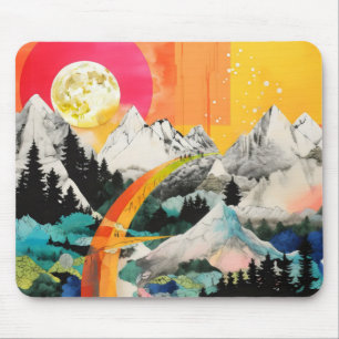 Farbenfrohe Landschaftskollage Mousepad