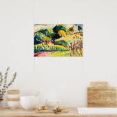 Farbenfrohe Landschaftsmalerei Poster (Küche)