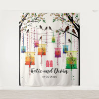 Farbenfrohe Lanterns Tree Birds Chinesische Hochze