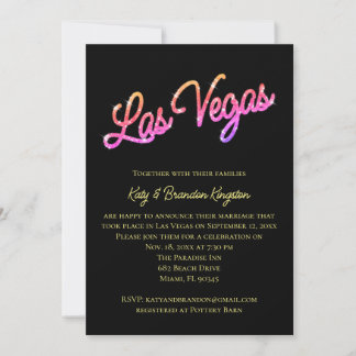 Farbenfrohe Las Vegas Glitzern Post Wedding Einladung