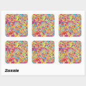 Farbenfrohe Las Vegas, Nevada Karte Quadratischer Aufkleber (Blatt)