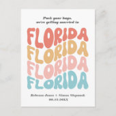 Farbenfrohe Lässige Florida Hochzeit speichern das Ankündigungspostkarte (Vorderseite)