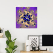 Farbenfrohe Lavendel und blaues Fraktal Poster (Heimbüro)