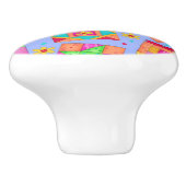 Farbenfrohe Lavender Quilt Patchwork Block Kunst Keramikknauf (Seitenansicht)