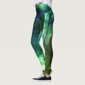 Farbenfrohe Lebende Moderne Grün Abstrakt Leggings (Links)