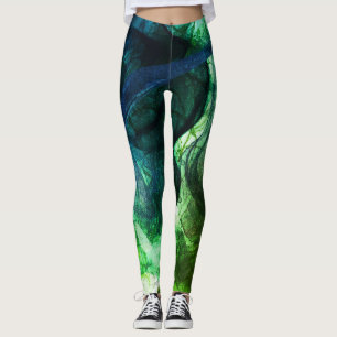 Farbenfrohe Lebende Moderne Grün Abstrakt Leggings