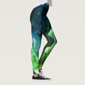 Farbenfrohe Lebende Moderne Grün Abstrakt Leggings (Rechts)
