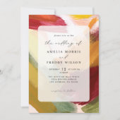 Farbenfrohe, lebendige, Abstrakte Hochzeit in Hand Einladung (Vorderseite)