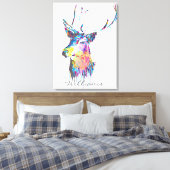 farbenfrohe, lebendige Aquarelltöne Spritzer Hirsc Leinwanddruck (Insitu (Schlafzimmer))