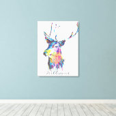 farbenfrohe, lebendige Aquarelltöne Spritzer Hirsc Leinwanddruck (Insitu (Holzboden))