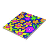Farbenfrohe lebendige Blume Fliese (Seite)