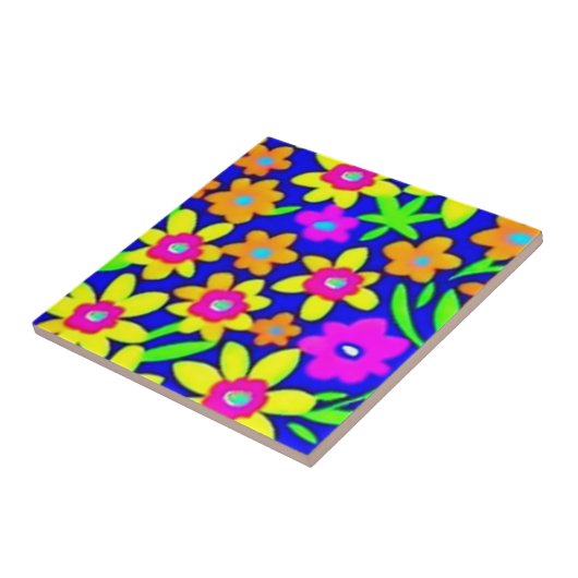 Farbenfrohe lebendige Blume Fliese (Seite)