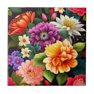 Farbenfrohe lebendige Blume Fliese