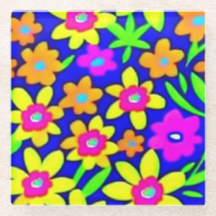Farbenfrohe lebendige Blume Glasuntersetzer