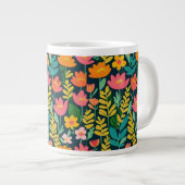 Farbenfrohe lebendige Blume Jumbo-Tasse (Vorderseite Rechts)