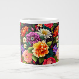 Farbenfrohe lebendige Blume Jumbo-Tasse