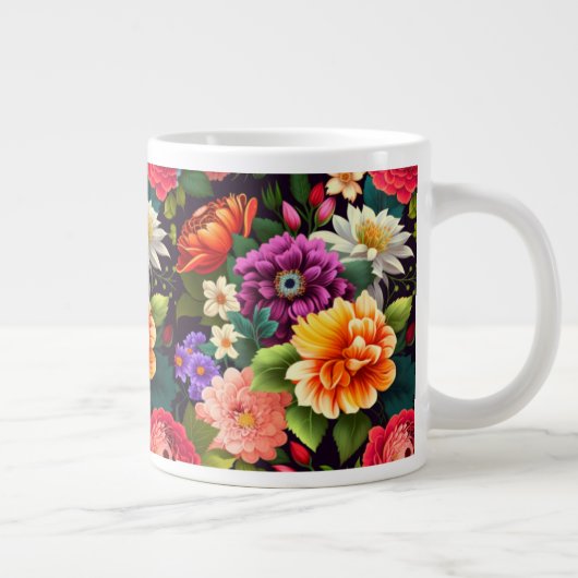Farbenfrohe lebendige Blume Jumbo-Tasse (Rechts)
