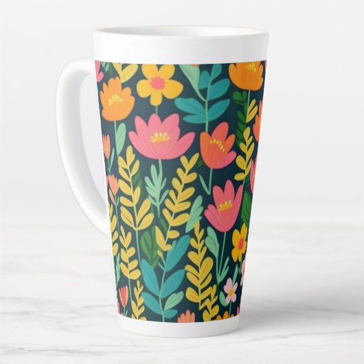 Farbenfrohe lebendige Blume Milchtasse (Linke Ecke)