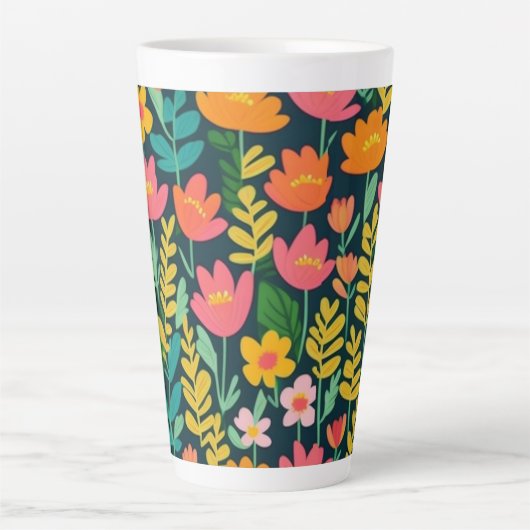 Farbenfrohe lebendige Blume Milchtasse (Vorderseite)