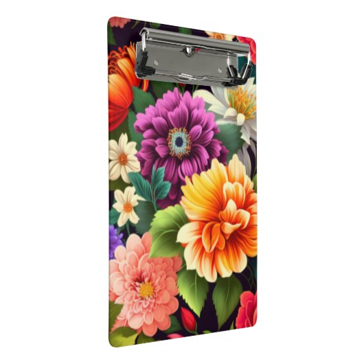 Farbenfrohe lebendige Blume Mini Klemmbrett (Schrägansicht)