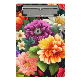 Farbenfrohe lebendige Blume Mini Klemmbrett