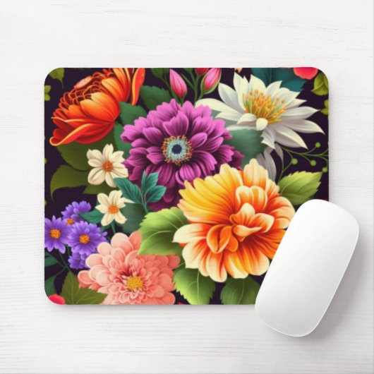 Farbenfrohe lebendige Blume Mousepad (Mit Mouse)