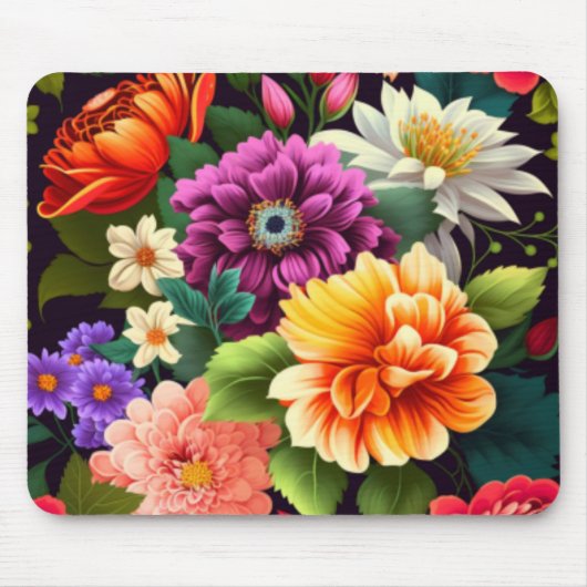 Farbenfrohe lebendige Blume Mousepad (Vorne)