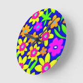Farbenfrohe lebendige Blume Runde Wanduhr (Winkel)