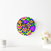 Farbenfrohe lebendige Blume Runde Wanduhr (Zuhause)
