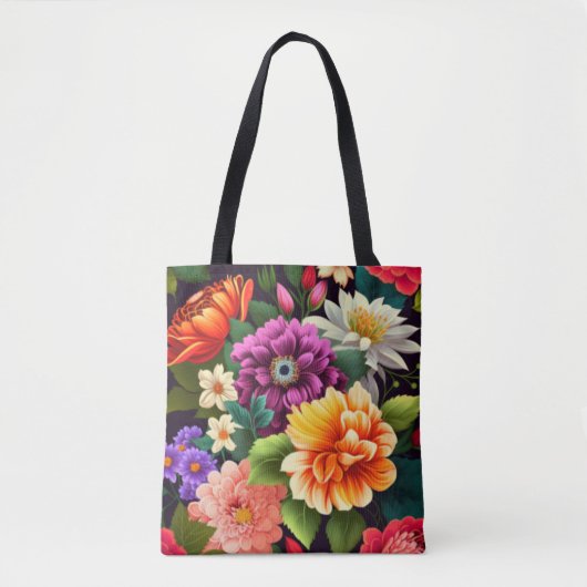 Farbenfrohe lebendige Blume Tasche (Vorderseite)