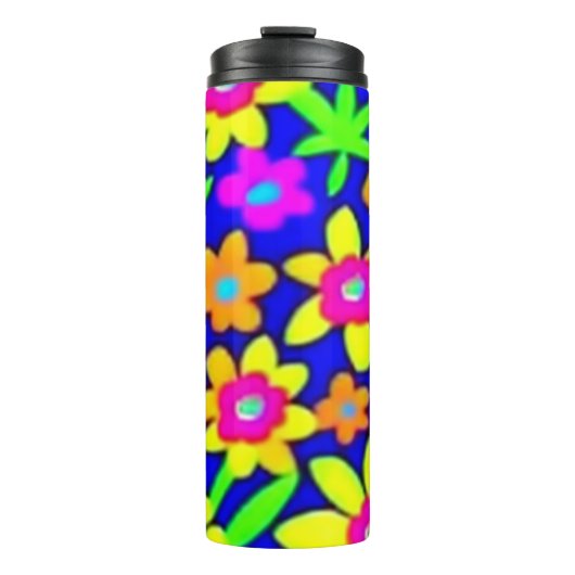 Farbenfrohe lebendige Blume Thermosbecher (Vorderseite)