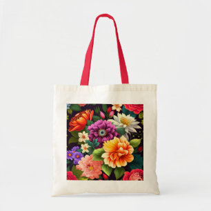 Farbenfrohe lebendige Blume Tragetasche