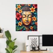 Farbenfrohe lebendige Buddha Pixel Art Poster (Heimbüro)