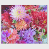 Farbenfrohe, lebendige Dahlia-Blume Geschenkpapier (Flach)