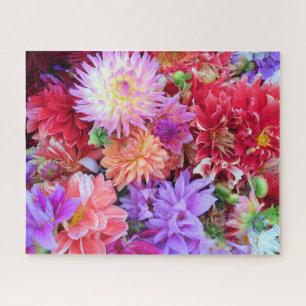 Farbenfrohe lebendige Dahlienblumen Puzzle