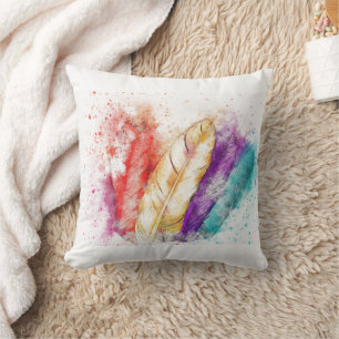 Farbenfrohe, lebendige Feather Creative Fogy Splas Kissen