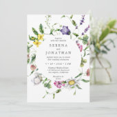 farbenfrohe, lebendige Frühjahrsblütenhochzeit Einladung (Stehend Vorderseite)