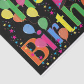 Farbenfrohe lebendige Happy Birthday Balloons Blac Seidenpapier (Ausschnitt)