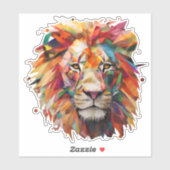 Farbenfrohe, lebendige Löwe in geometrischen Forme Aufkleber (Blatt)